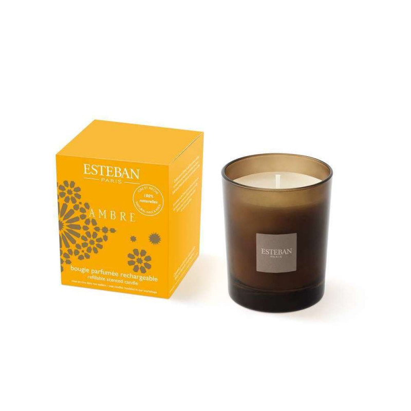 Bougie parfumée Ambre en cire végétale rechargeabl