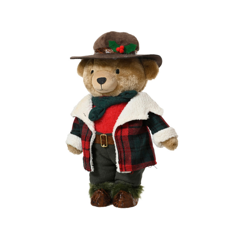 Ours en peluche aventurier, coloris mixte - H. 45c