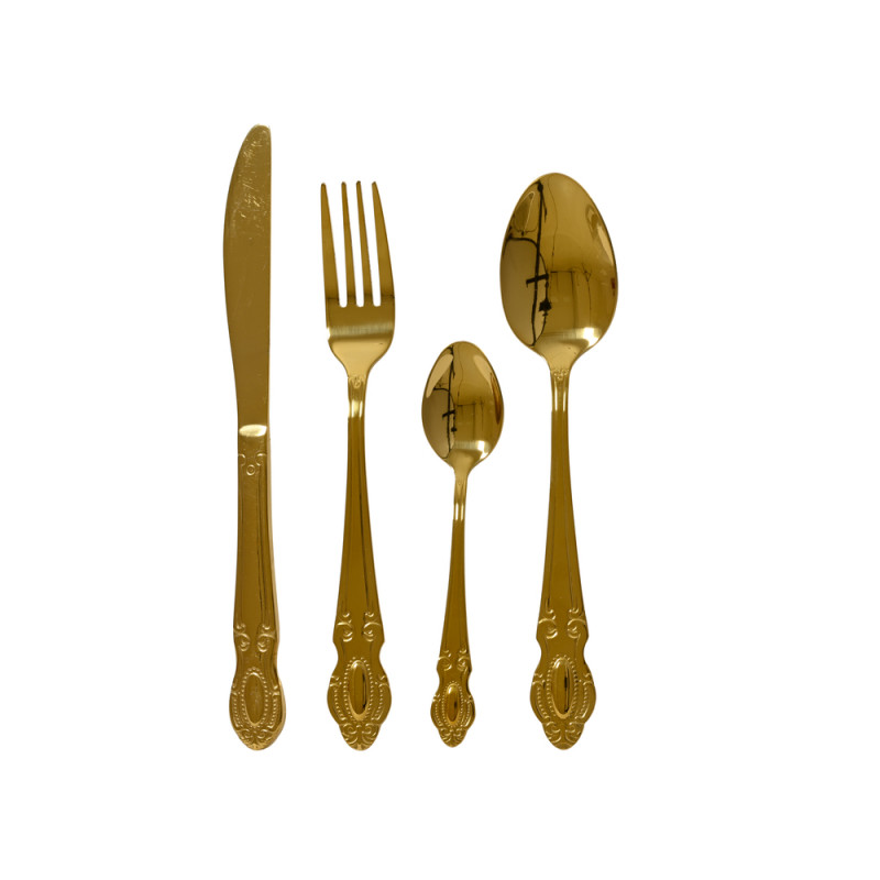 Set de couverts en acier inoxydable, coloris doré