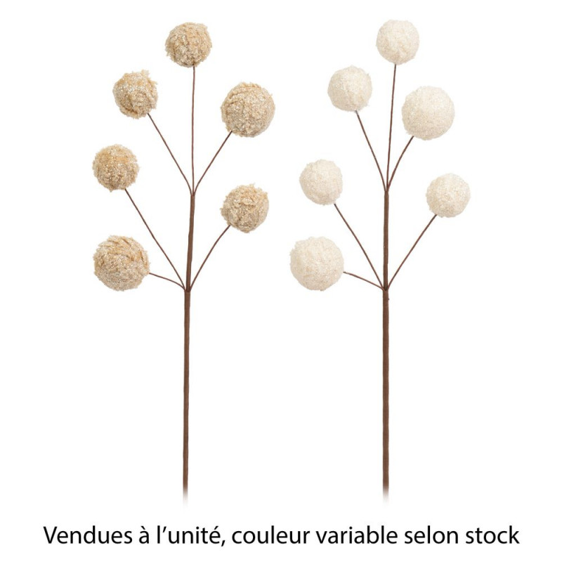 Branche sur tige 'Pompom', coloris variable - H. 5