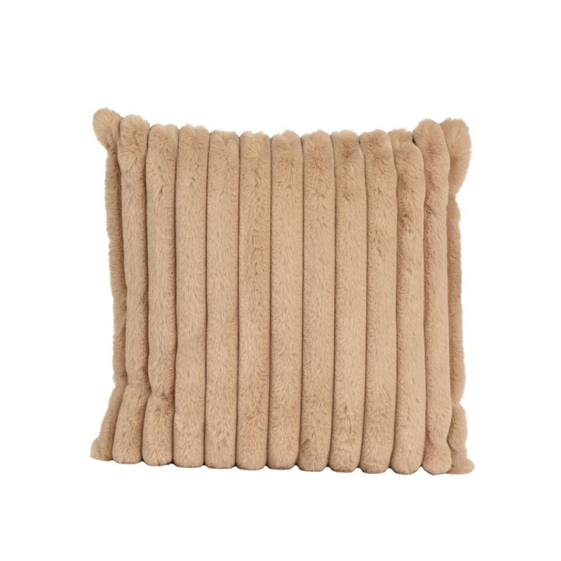 Coussin effet fourrure lapin, coloris beige - L. 4