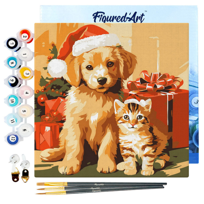 Mini kit de peinture par numéro 'Chien et chat à N