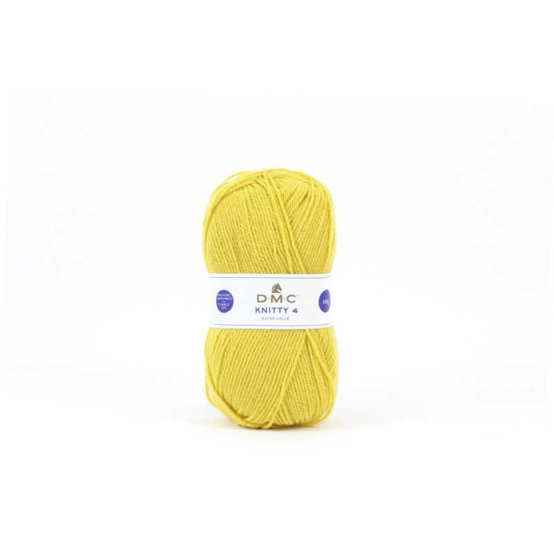 Pelote Knitty 4 en acrylique, coloris jaune 569 -