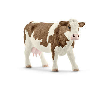 Figurine vache Simmental en plastique - 13x7,7x4 c