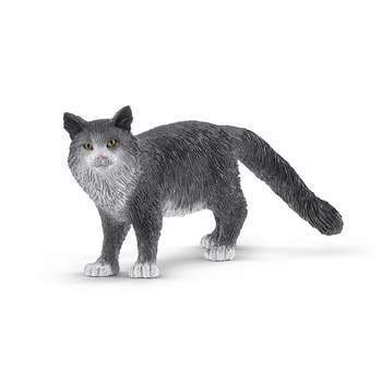 Figurine chat Maine Coon : plastique, 8x3x4cm