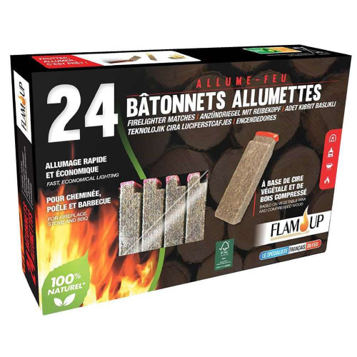 Allume-feux en bois compressé de 24 bâtonnets-allu