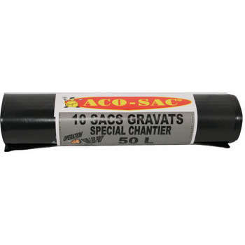 Sacs gravats 50 litres noir x10