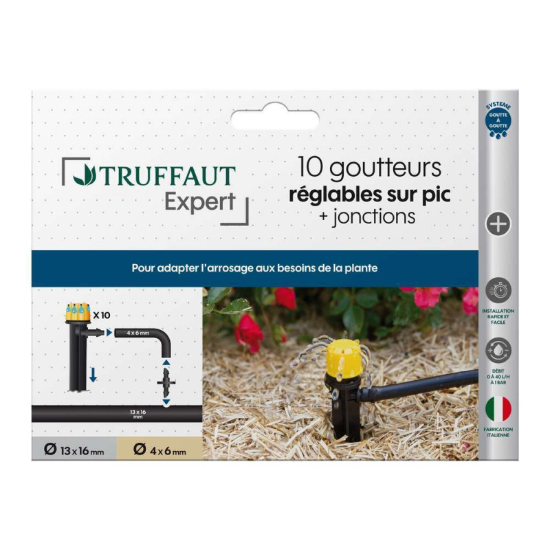 10 goutteurs goutte à goutte réglables sur pic ave