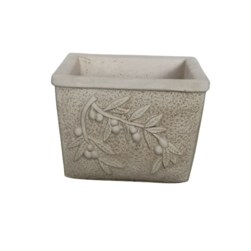 Vase carré Olives ton pierre - L. 31xl. 23xH. 31cm