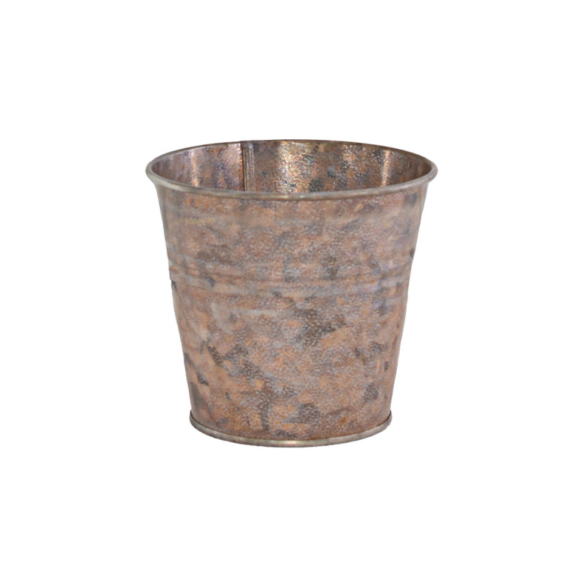 Pot rond zinc effet vieilli petit modèle