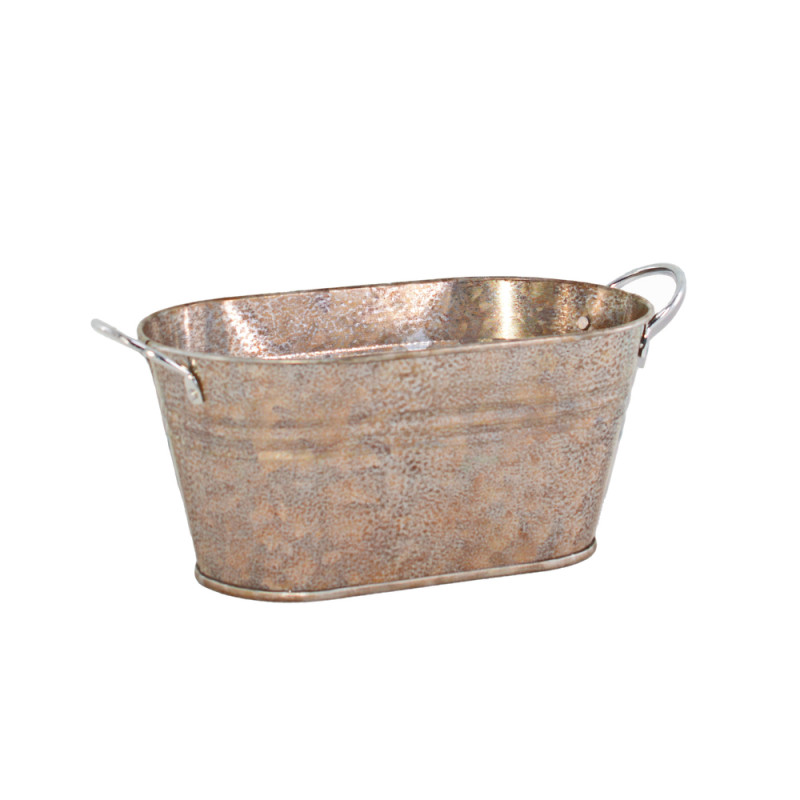 Pot ovale zinc effet vieilli petit modèle