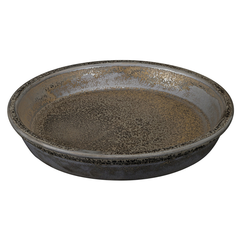 Soucoupe en terre cuite émaillée, coloris anthraci