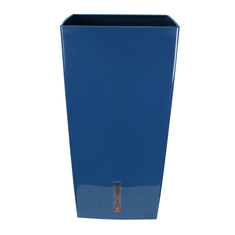 Pot Eva New en plastique carré haut bleu - H. 52xD