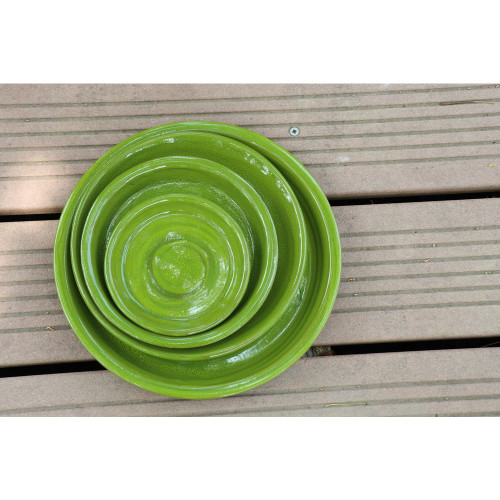 Soucoupe en terre cuite émaillée, coloris forêt -