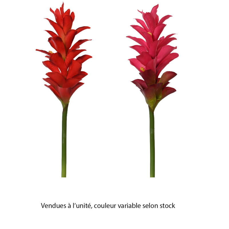 Fleur artificielle : tige de Guzmania, coloris var