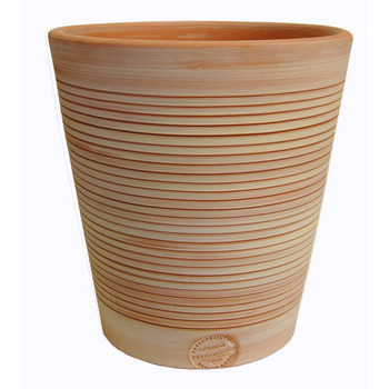 Pot Vaso strié, en terre cuite claire Ø 27 x H. 27