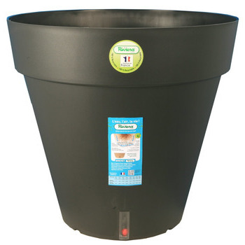 Pot Loft réserve d'eau : rond, noir, d.40cm