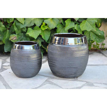 Pot d'intérieur Inca, coloris métal Ø 16 x H. 22 c