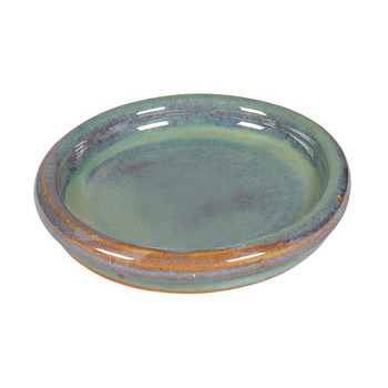 Soucoupe : grès émaillé, rond, jade, d.24cm