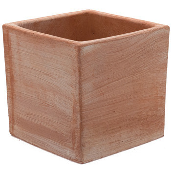 Pot cube Basic Moderne, en terre cuite L. 23 x l.