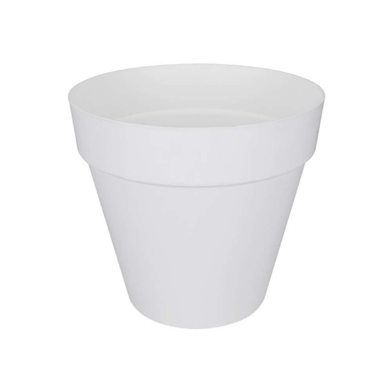 Pot Loft à réserve d'eau rond en plastique blanc -