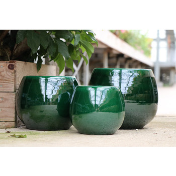 Pot Douceur: terre cuite émail, Jade, D14cm