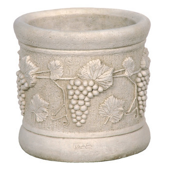 Vase tonneau blanc motifs raisins 38L PV28