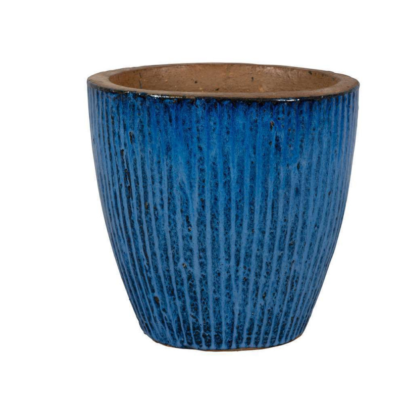 Pot Bremen : grès émaillé, bleu, D51xH47cm