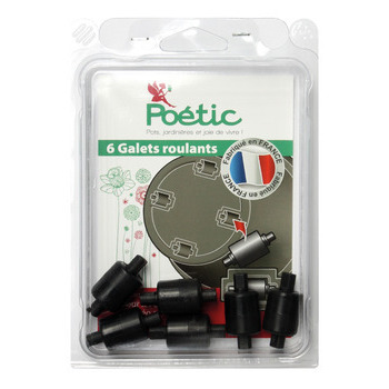 Blister 6 galets roulants: L15.5 l 11.5 h3 cm