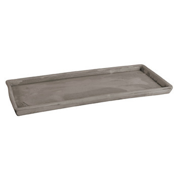 Soucoupe rectangle en terre cuite grise L. 33 x l.