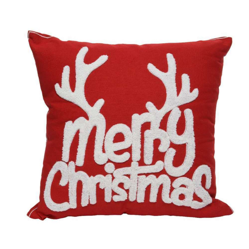 Coussin en coton Merry Chrismas rouge - 45x45cm