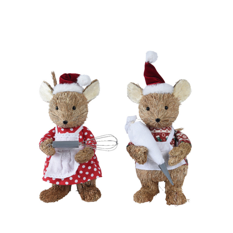 Souris de noël en herbe h 38 cm