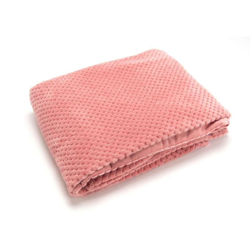 Plaid damier 130 x 170 cm rose