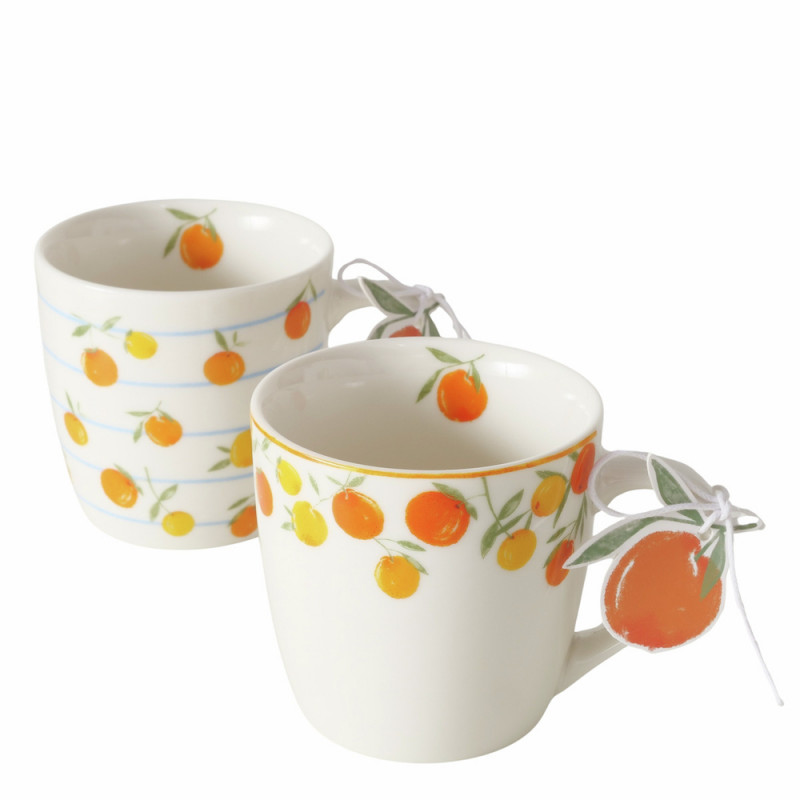Mug en céramique, motifs fruits - H. 7,9xD. 8cm