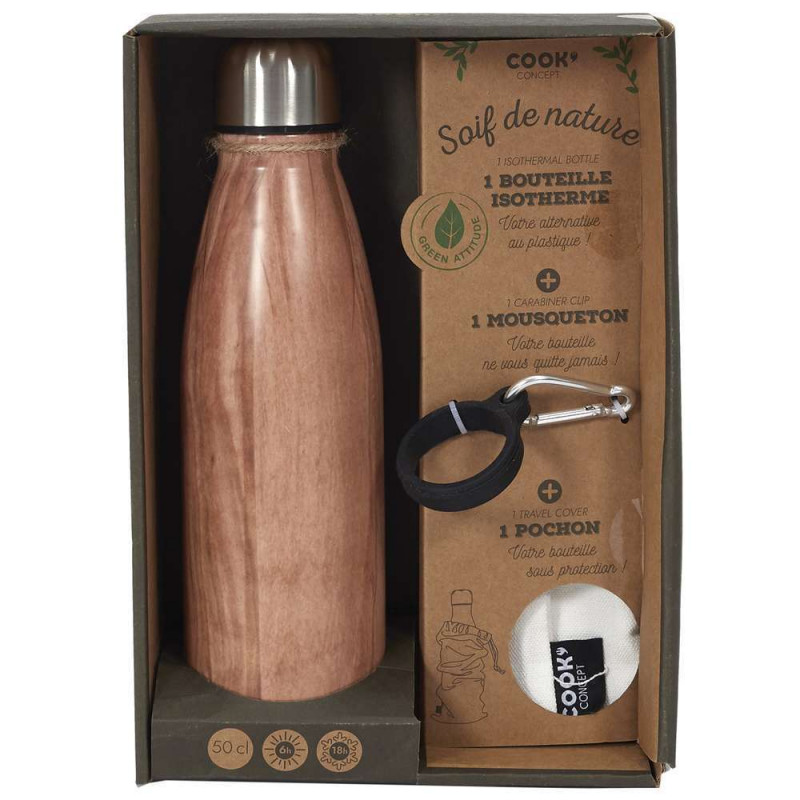 Coffret bouteille de transport effet bois