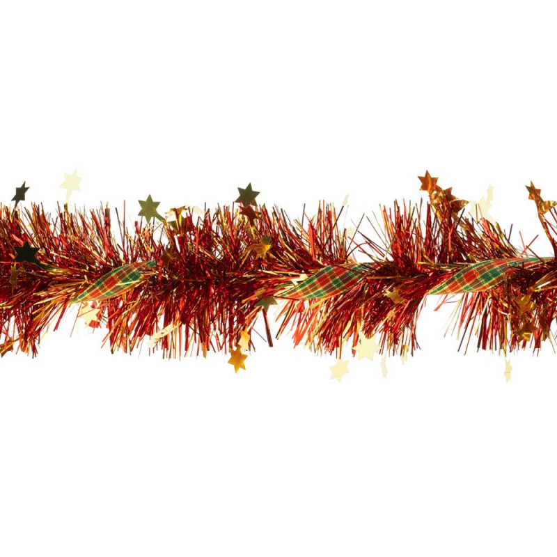 Guirlande de Noël : étoile, coloris rouge/or - L.