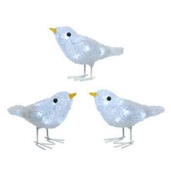 Oiseaux lumineux acrylique x3 extérieur 16X6X12 cm