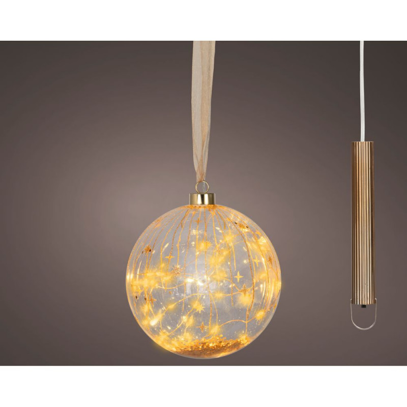 Boule de Noël à suspendre, micro LED doré - D. 14c