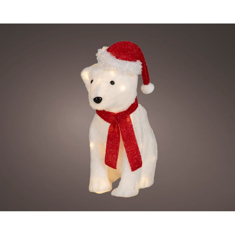 Décoration de Noël 'Ours', LED blanc chaud - H. 43