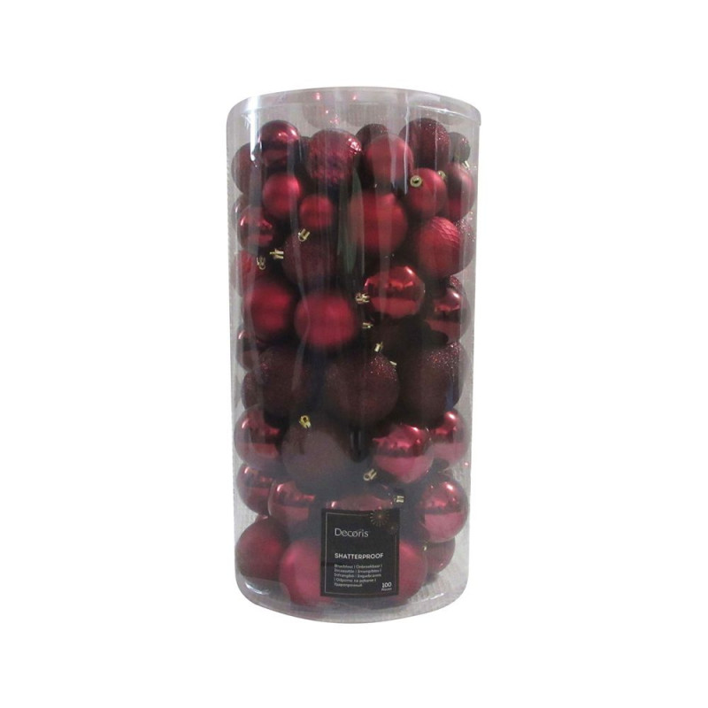 Assortiment 100 boules de Noël en verre, coloris b