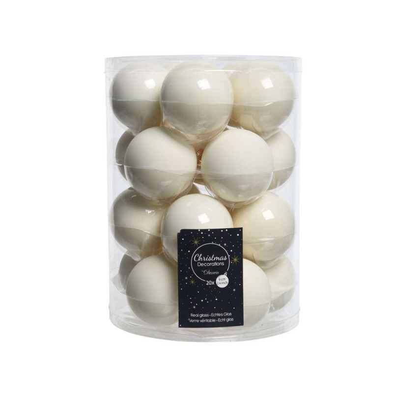 Assortiment 20 boules de Noël en verre, coloris bl