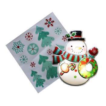 Sticker lum bonhomme/sapins : PVC, 29x23cm