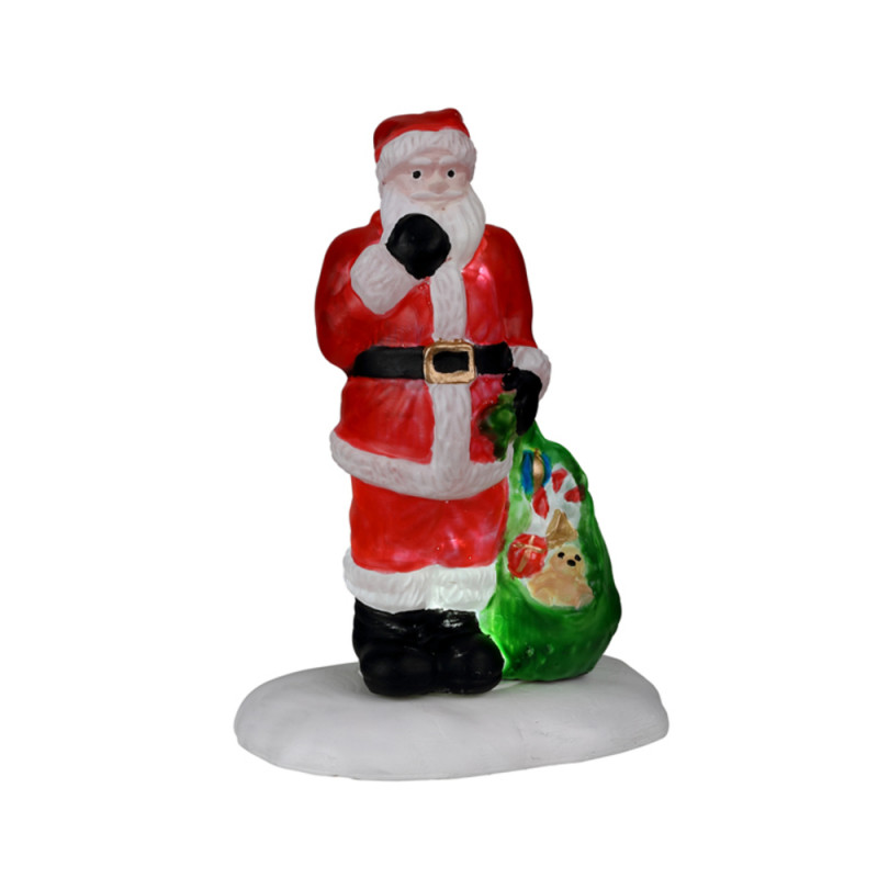Figurine : Le père Noël est arrivé avec sa hotte c
