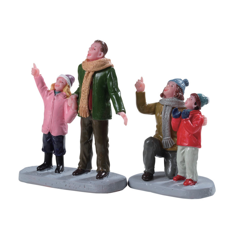 Figurines de Noël : Spectateurs de feux d'artifice
