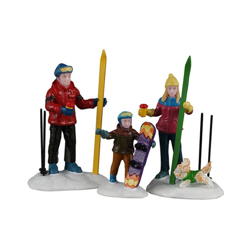 Lot de 3 figurines de Noël : journée de ski en fam