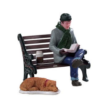 Figurine : Jour de repos lecture sur un banc