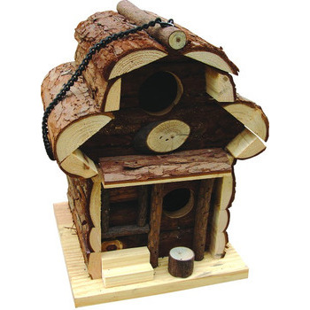 Nichoir Rondin en bois pour oiseaux : H.21cm